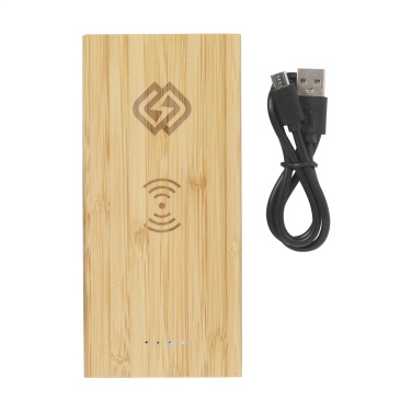 Logo trade promotional merchandise photo of: Bamboo 8000 Wireless Powerbank wireless charger